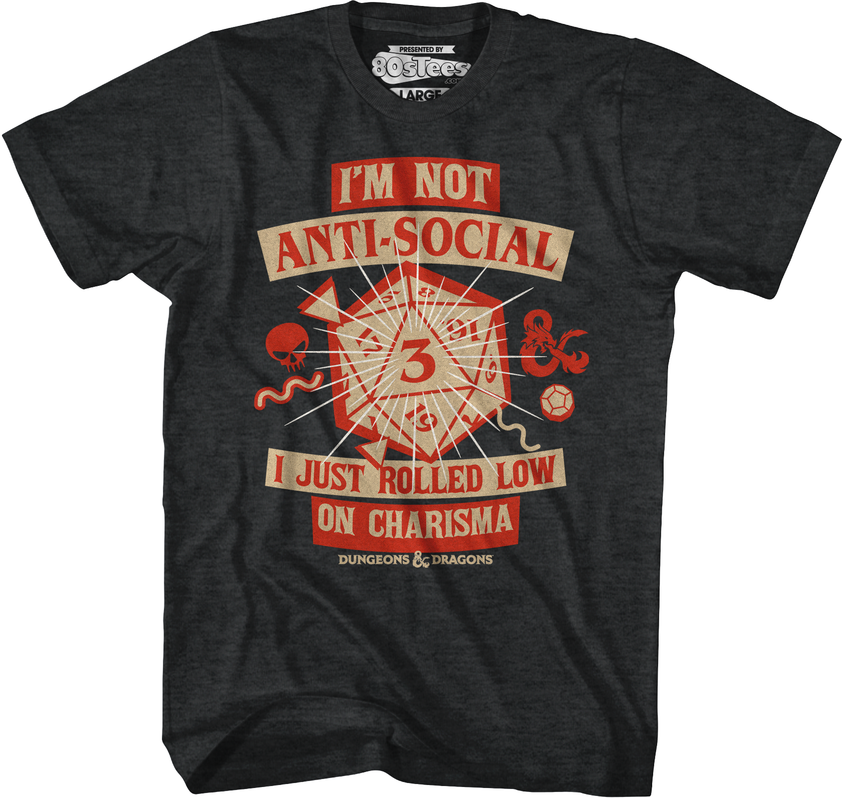 Black Heather Rolled Low On Charisma Dungeons & Dragons T-Shirt Hoodie, Sweatshirt | CiraTrend.com (Image 1)
