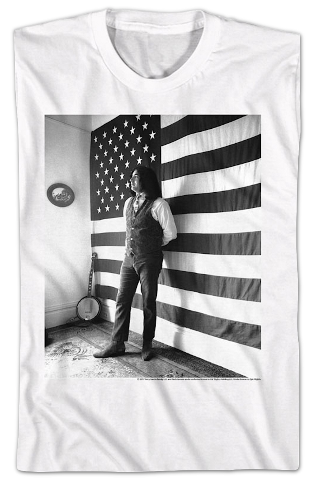 Black & White American Flag Jerry Garcia T-Shirt Hoodie, Sweatshirt | CiraTrend.com (Image 2)