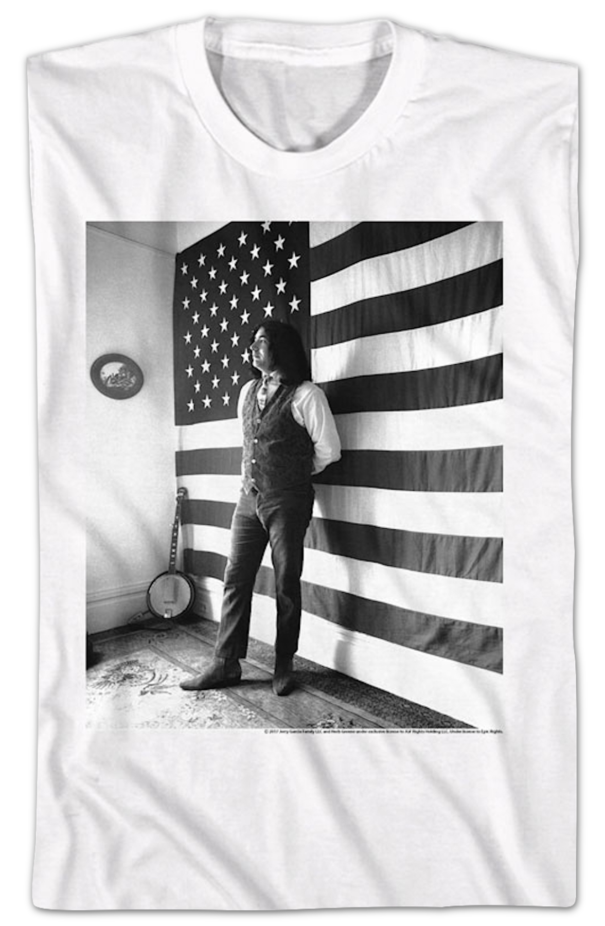 Black & White American Flag Jerry Garcia T-Shirt Hoodie, Sweatshirt | CiraTrend.com (Image 2)