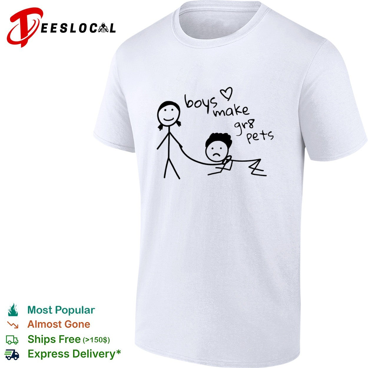 boys make gr8 pets stick figure doodle minimalist shirt