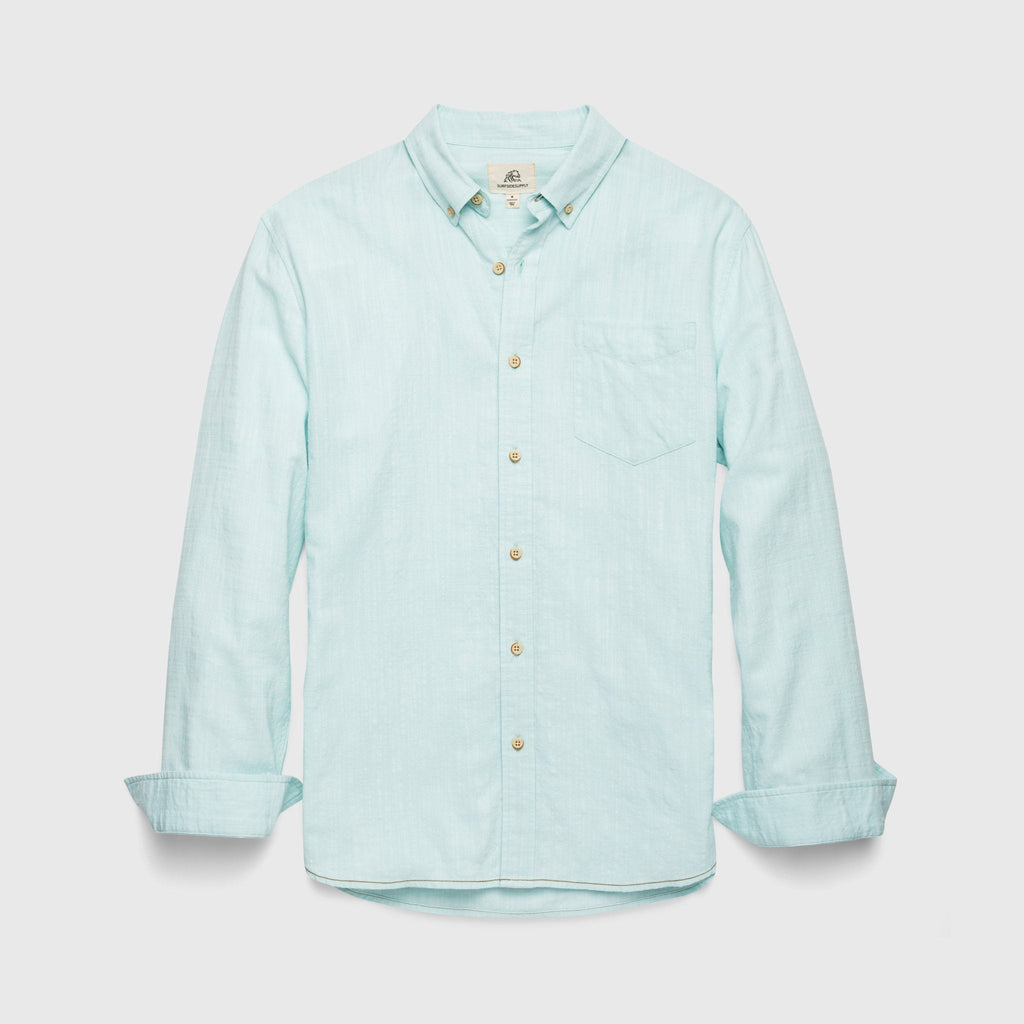 Brian Button Collar Slub Shirt - Green