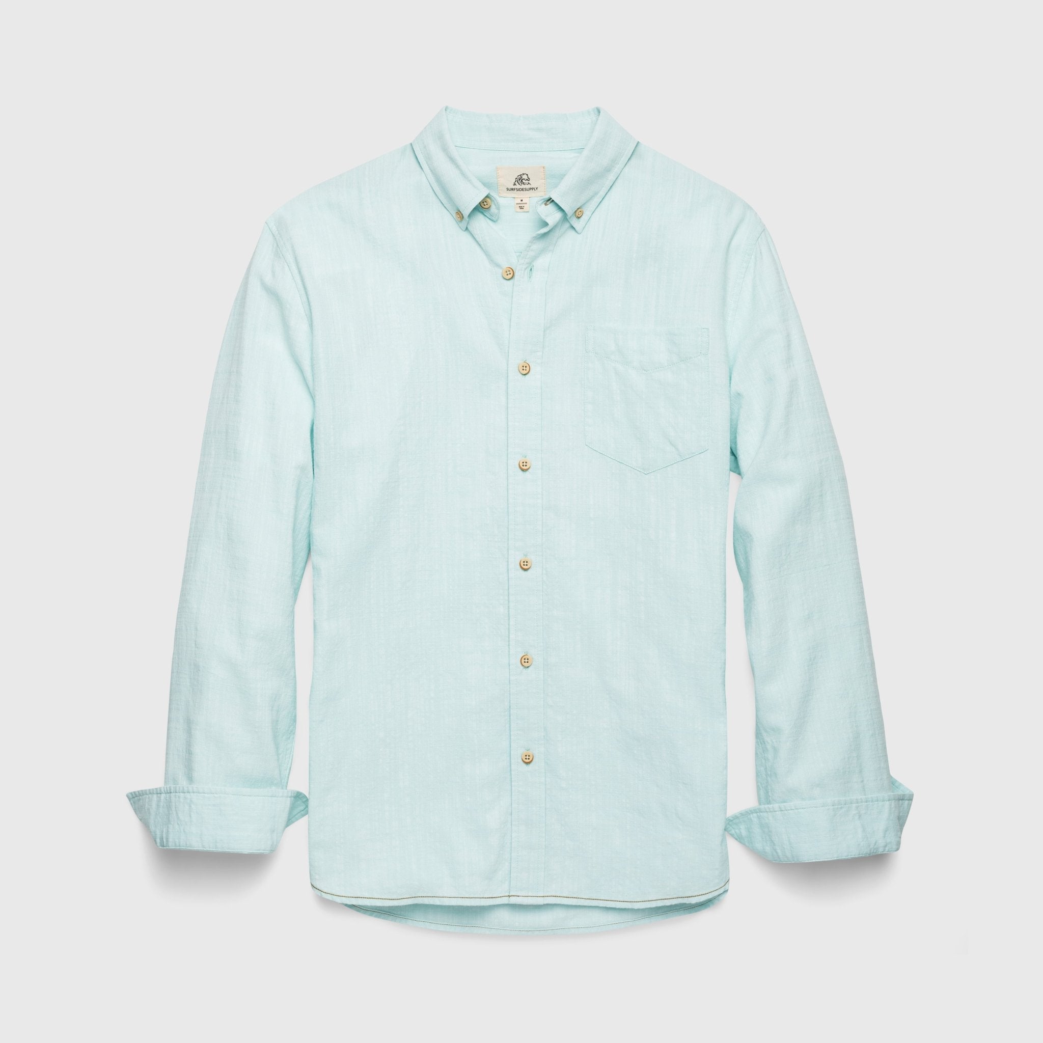 Brian Button Collar Slub Shirt - Green