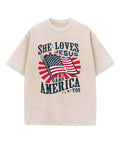 She Loves Jesus & America Washed Christian T-shirt Hoodie, Sweatshirt | CiraTrend.com (Image 1)