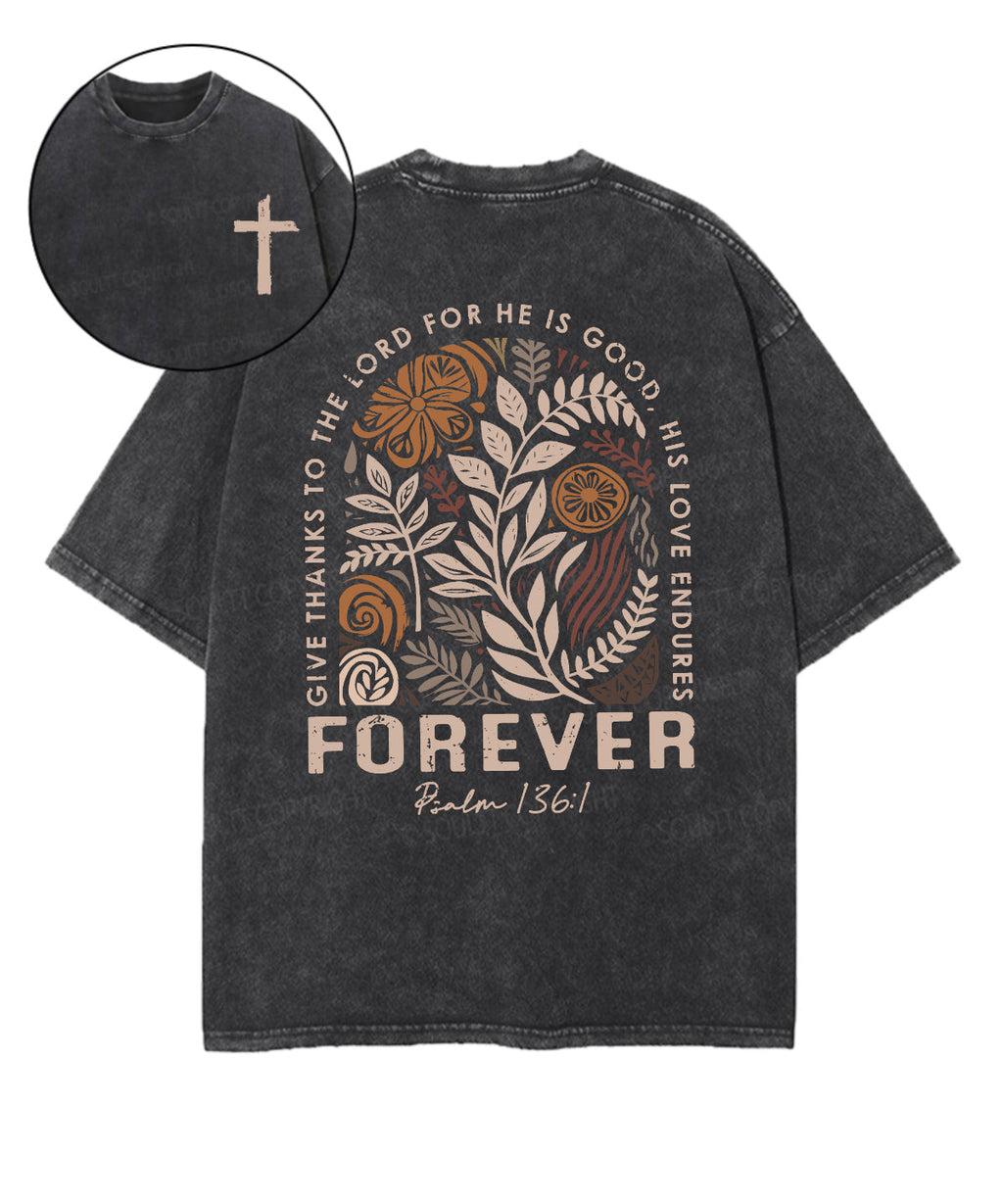 Give Thanks To The Lord Double Sised Unisex Washed Christian T-shirt Hoodie, Sweatshirt | CiraTrend.com (Image 1)