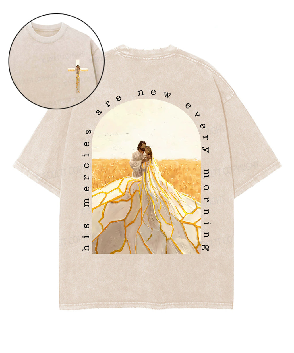 His Mercies Are New Double Sided Unisex Washed Christian T-shirt Style014 Hoodie, Sweatshirt | CiraTrend.com (Image 1)