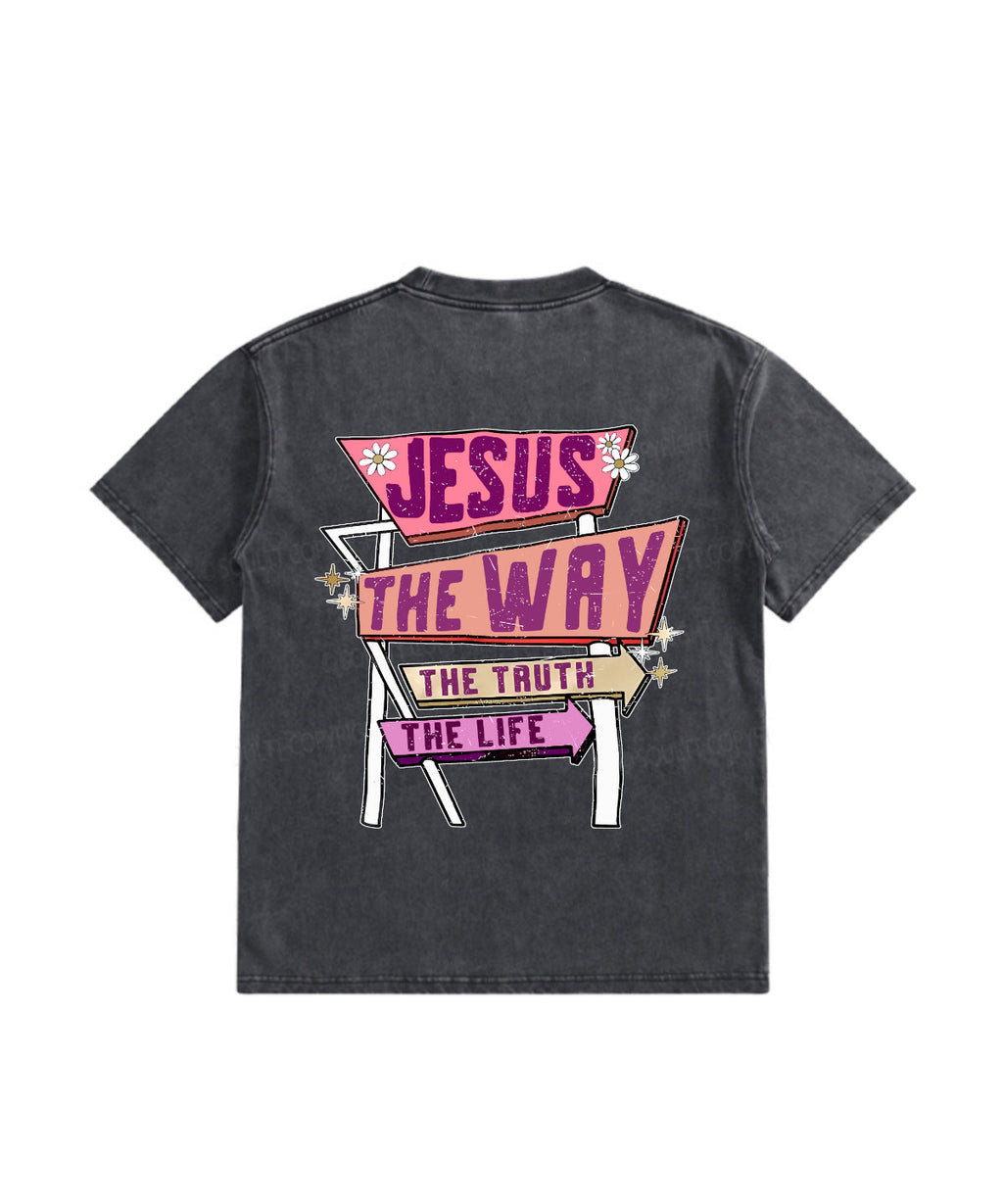 Kids Jesus Is The Way Double Sided Washed Christian T-shirt Hoodie, Sweatshirt | CiraTrend.com (Image 3)