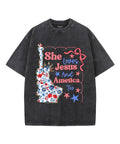 She Loves Jesus And America Unisex Washed Christian T-shirt Style005 Hoodie, Sweatshirt | CiraTrend.com (Image 1)