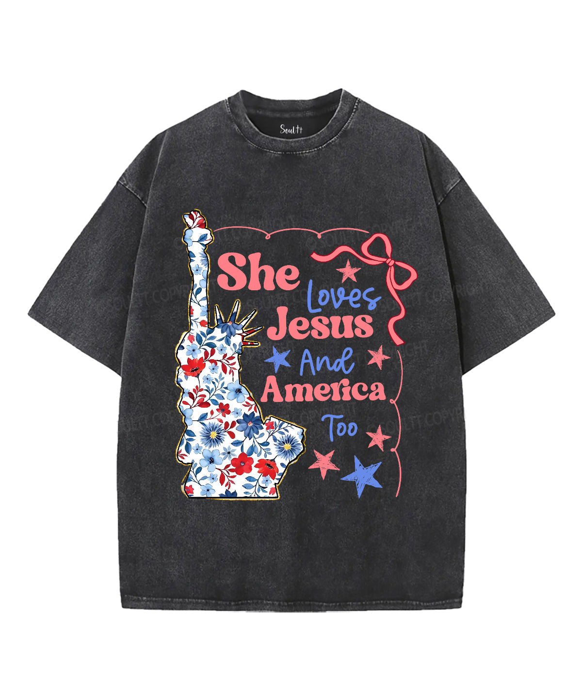 She Loves Jesus And America Unisex Washed Christian T-shirt Style005 Hoodie, Sweatshirt | CiraTrend.com (Image 1)
