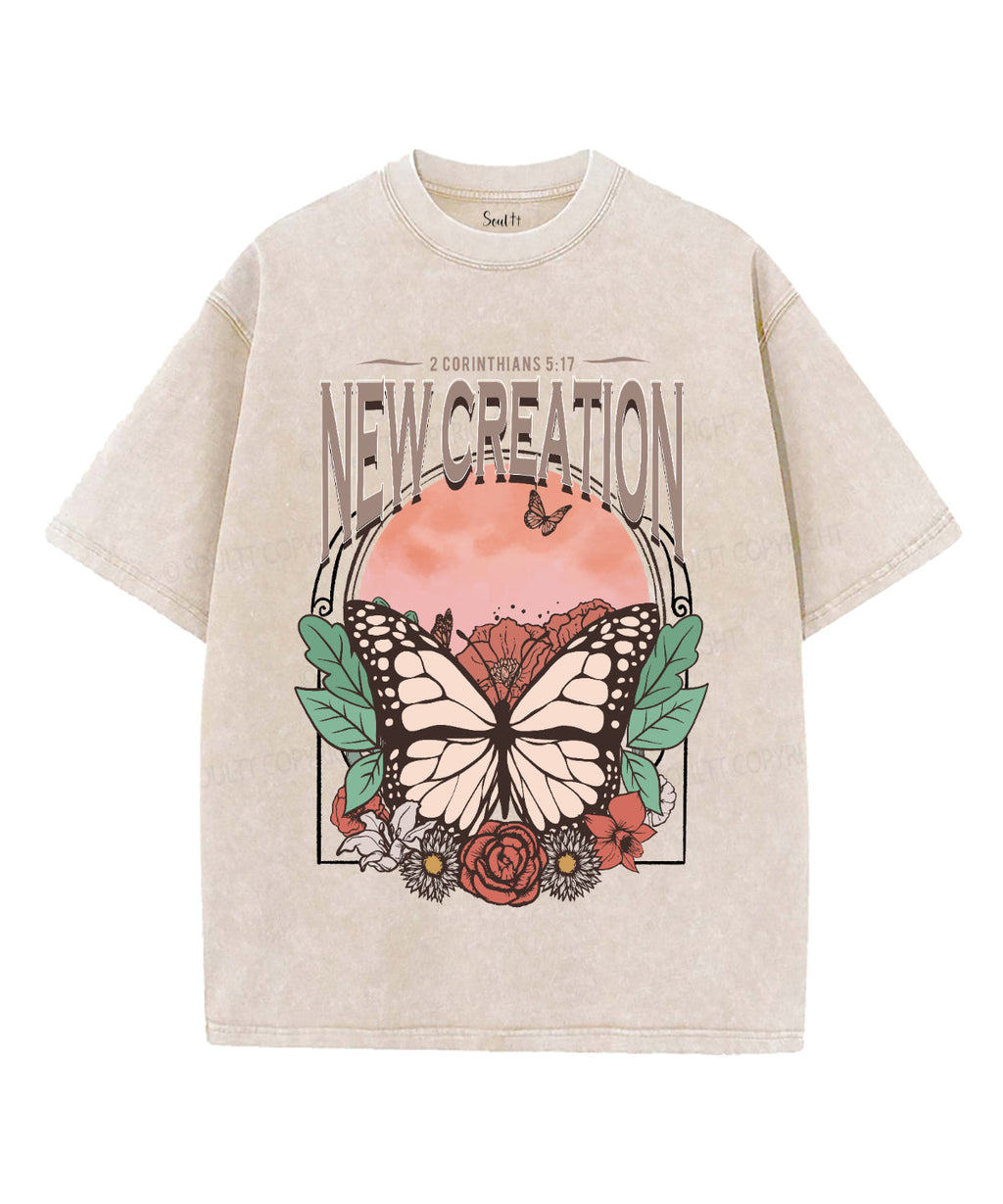 New Creation Unisex Washed Christian T-shirt Hoodie, Sweatshirt | CiraTrend.com (Image 4)