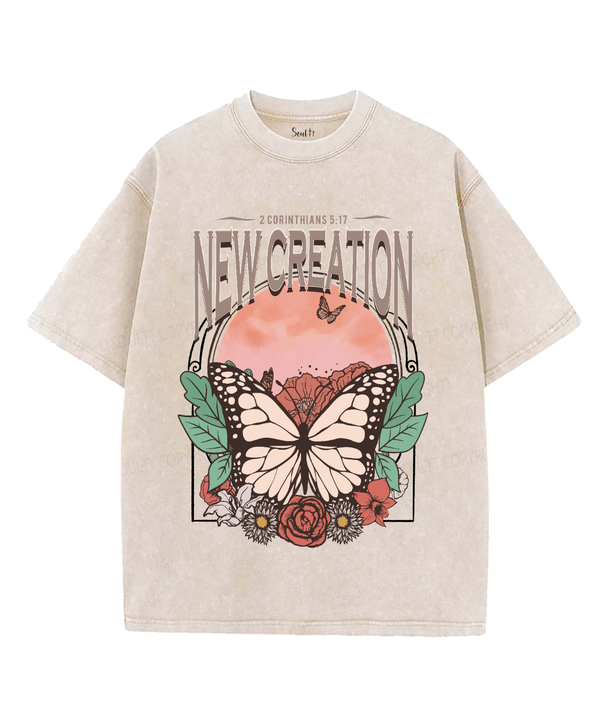 New Creation Unisex Washed Christian T-shirt Hoodie, Sweatshirt | CiraTrend.com (Image 4)