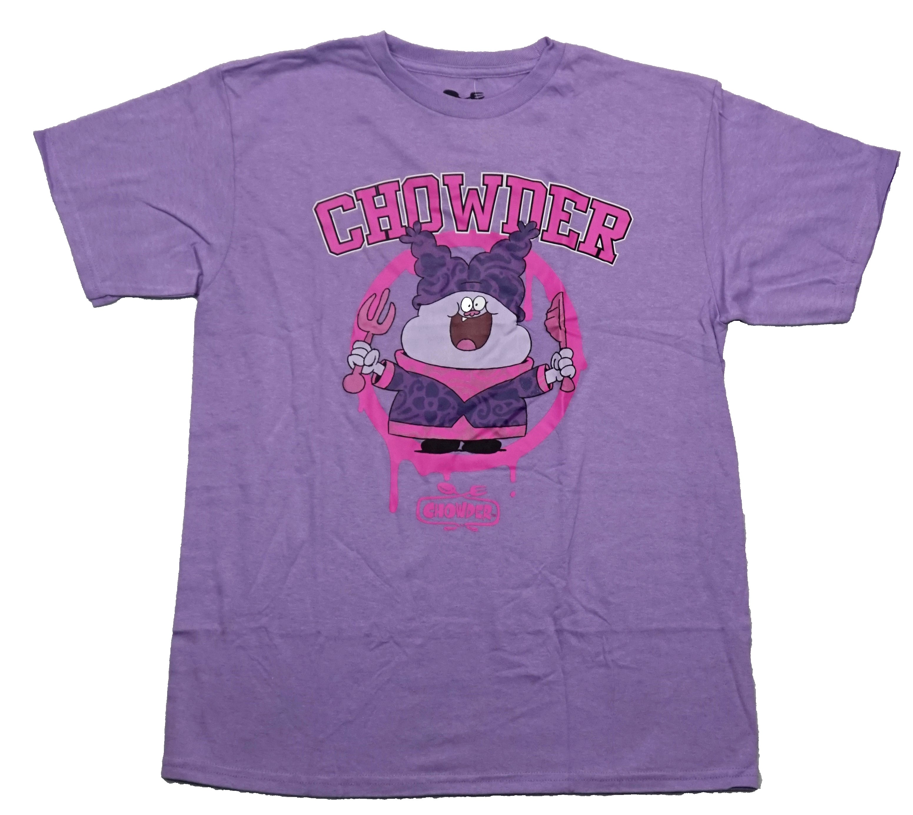 Chowder Holding Utensils Dripping Pink Circle T-Shirts, Hoodie, Sweatshirt