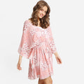 Lace Back Floral Pattern V-Neck Summer Dress
