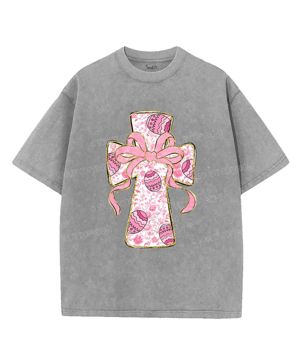 Easter Pink Bow Unisex Washed Christian T-shirt Hoodie, Sweatshirt | CiraTrend.com (Image 2)