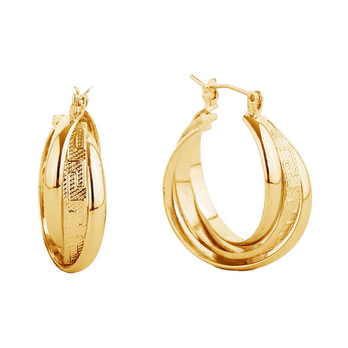 14K Gold-Dipped Wide Twisted Pin Catch Earring