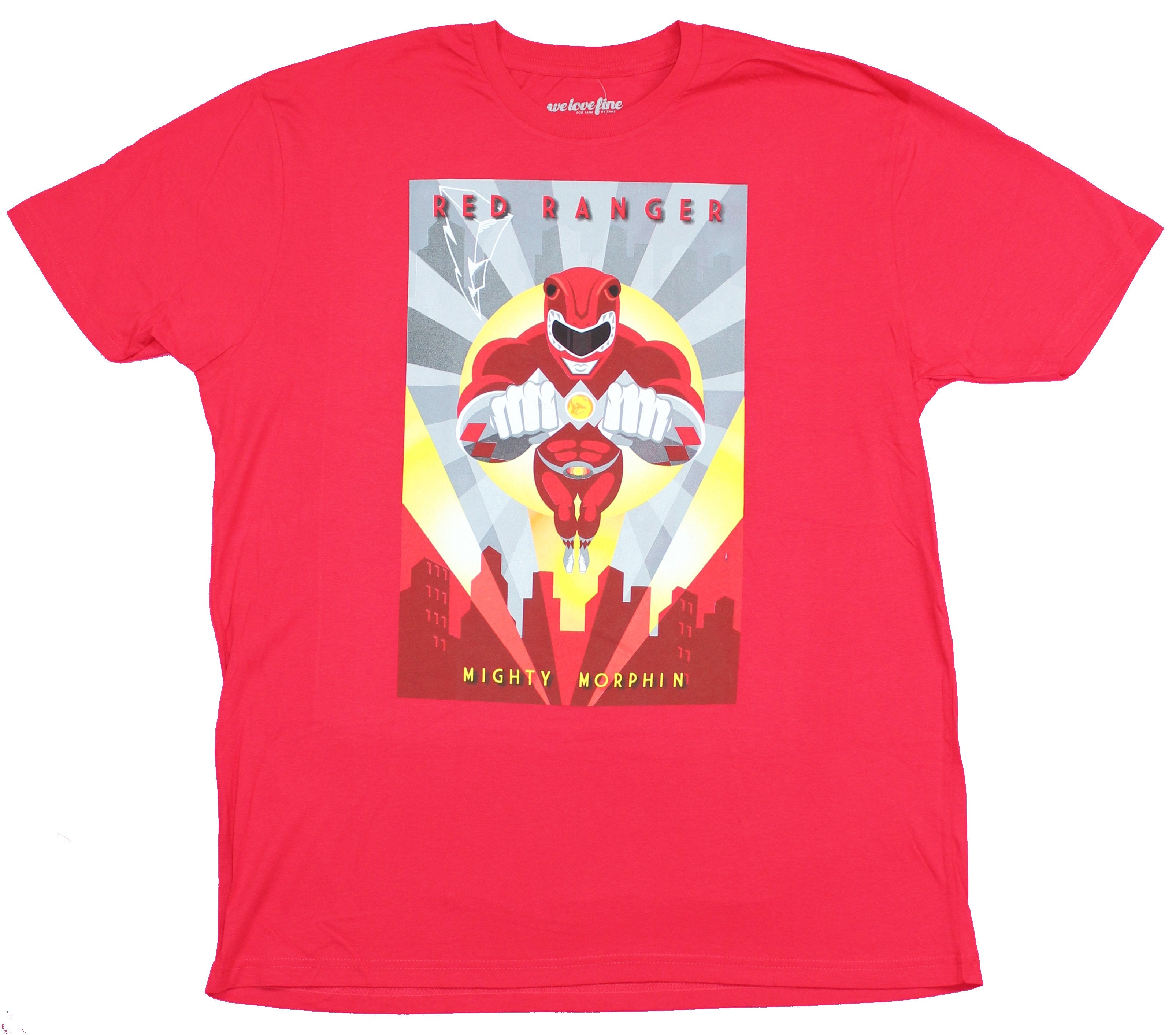 Mighty Morphin Power Rangers  Mens T-Shirt - Art Deco Style Red Ranger Image Hoodie, Sweatshirt | CiraTrend.com