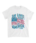 She Loves Jesus And America Unisex Cotton Christian T-Shirt Hoodie, Sweatshirt | CiraTrend.com (Image 1)