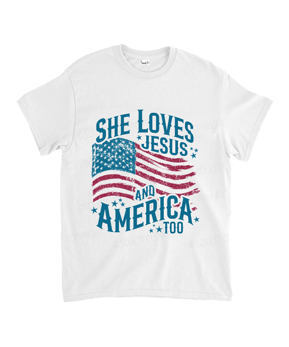 She Loves Jesus And America Unisex Cotton Christian T-Shirt Hoodie, Sweatshirt | CiraTrend.com (Image 1)