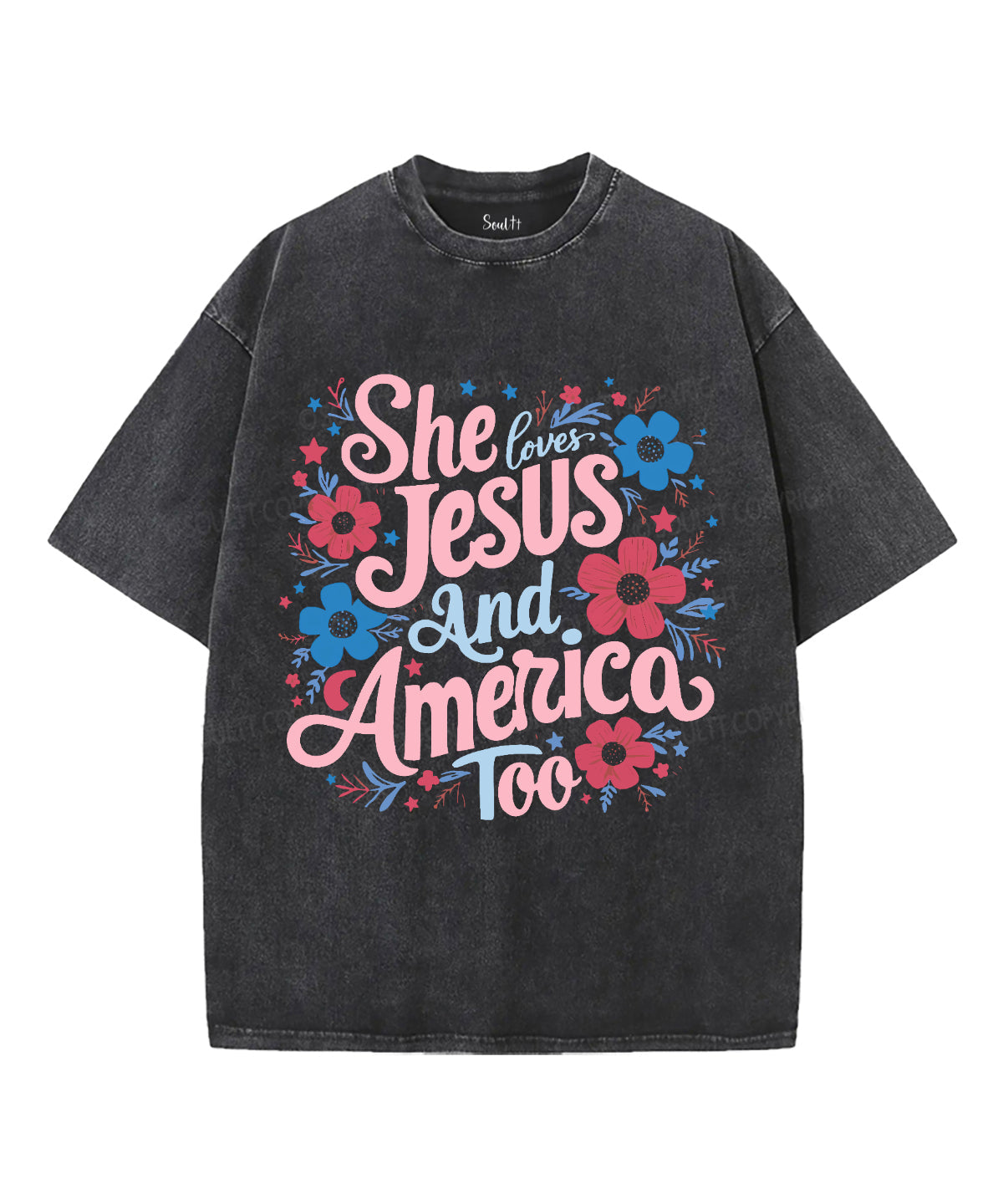 She Loves Jesus And America Unisex Washed Christian T-shirt Style006 Hoodie, Sweatshirt | CiraTrend.com (Image 2)