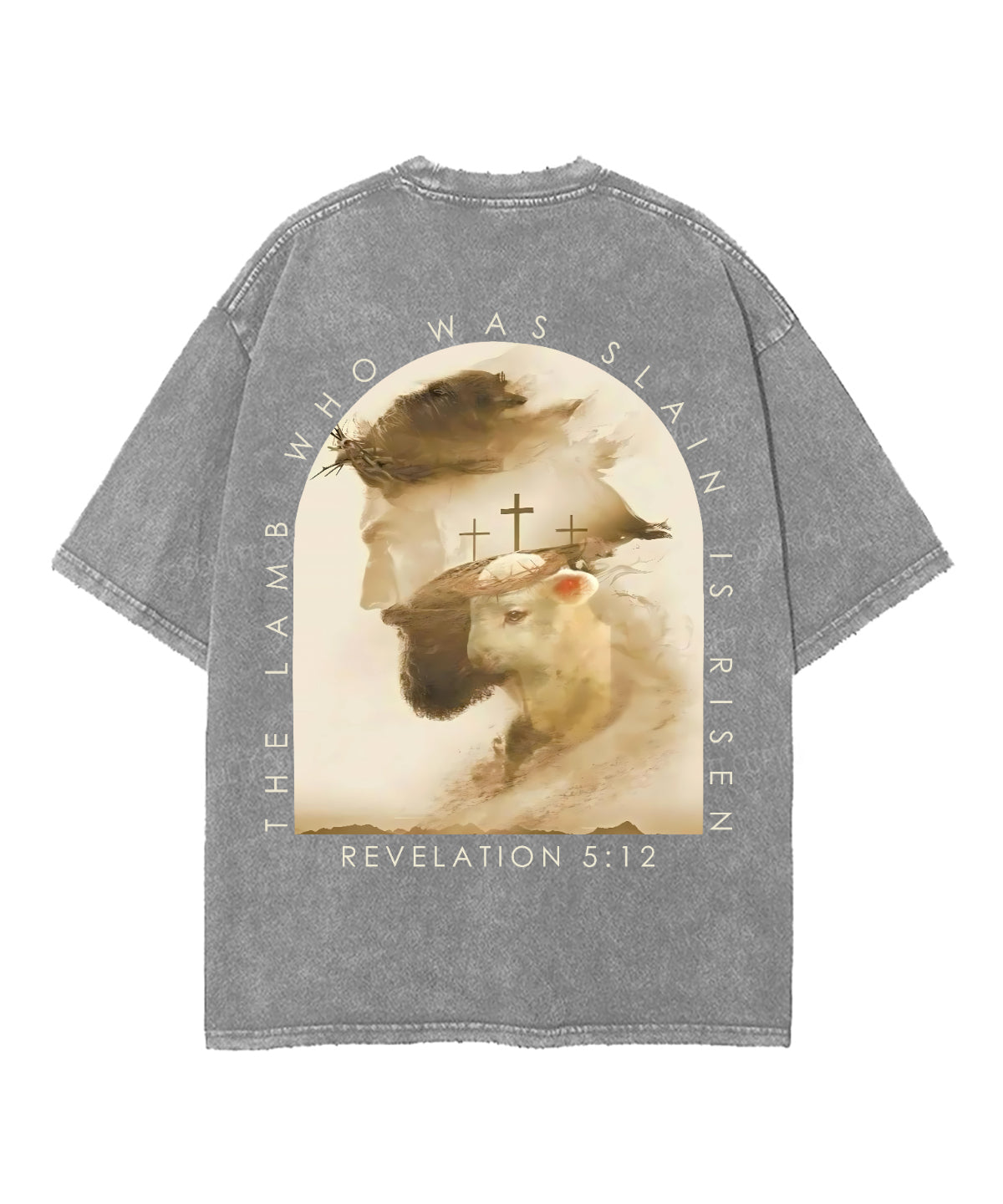 The Lamb Who Was Slain Is Risen Double Sided Unisex Washed Christian T-shirt Hoodie, Sweatshirt | CiraTrend.com (Image 5)