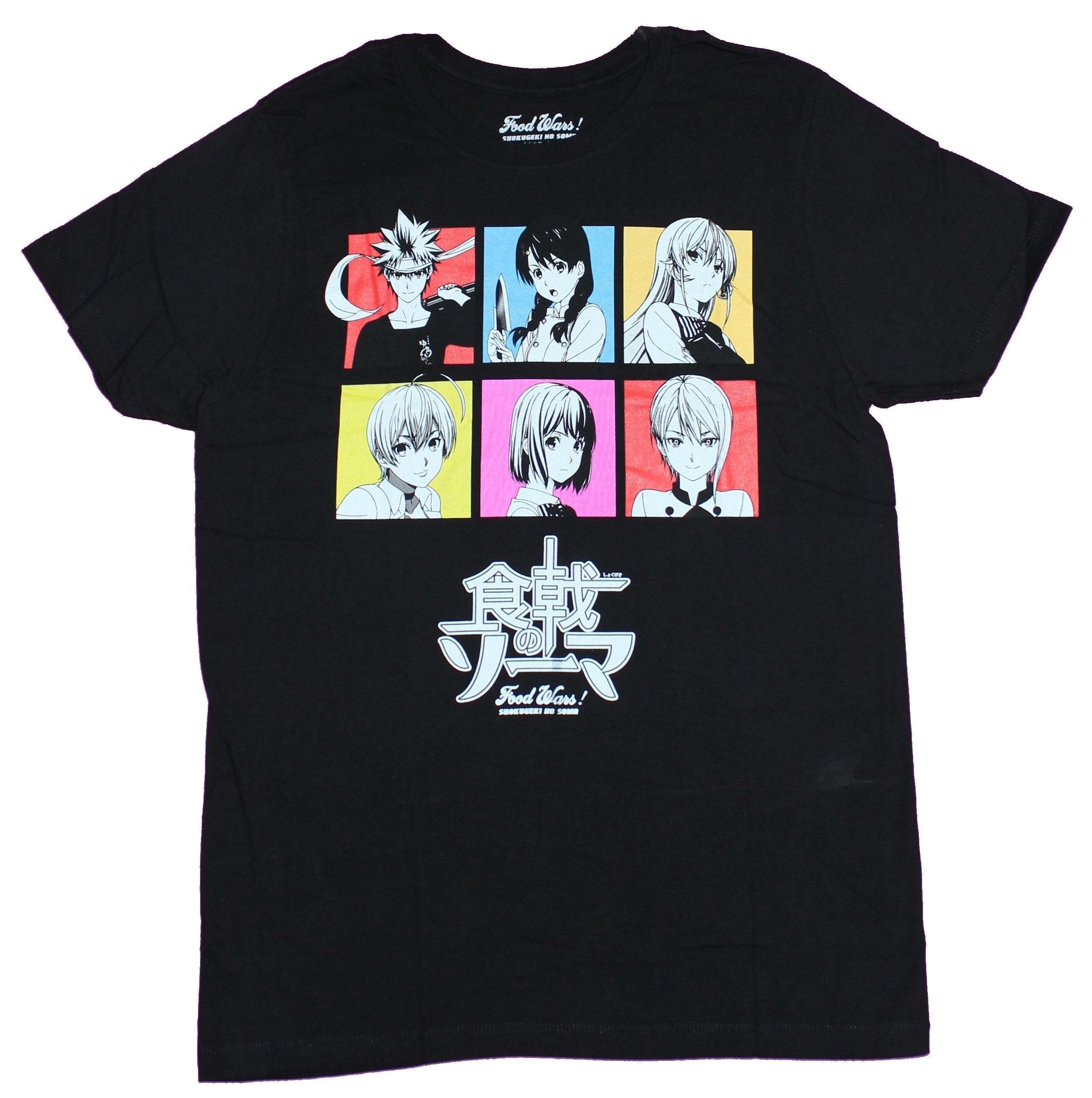 Food Wars Mens T-Shirt - 6 Pastel Character Boxes Over Kanji Hoodie, Sweatshirt | CiraTrend.com