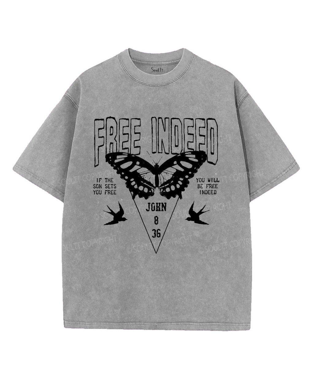 Free Indeed Unisex Washed Christian T-shirt Hoodie, Sweatshirt | CiraTrend.com (Image 2)