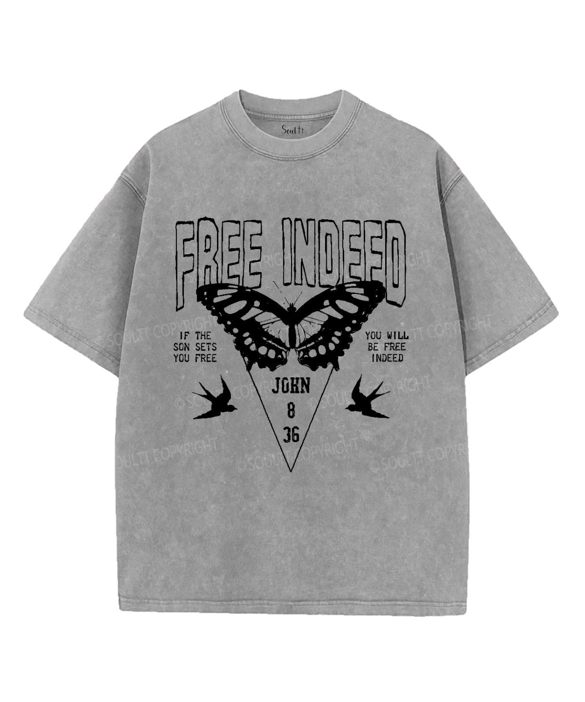 Free Indeed Unisex Washed Christian T-shirt Hoodie, Sweatshirt | CiraTrend.com (Image 2)