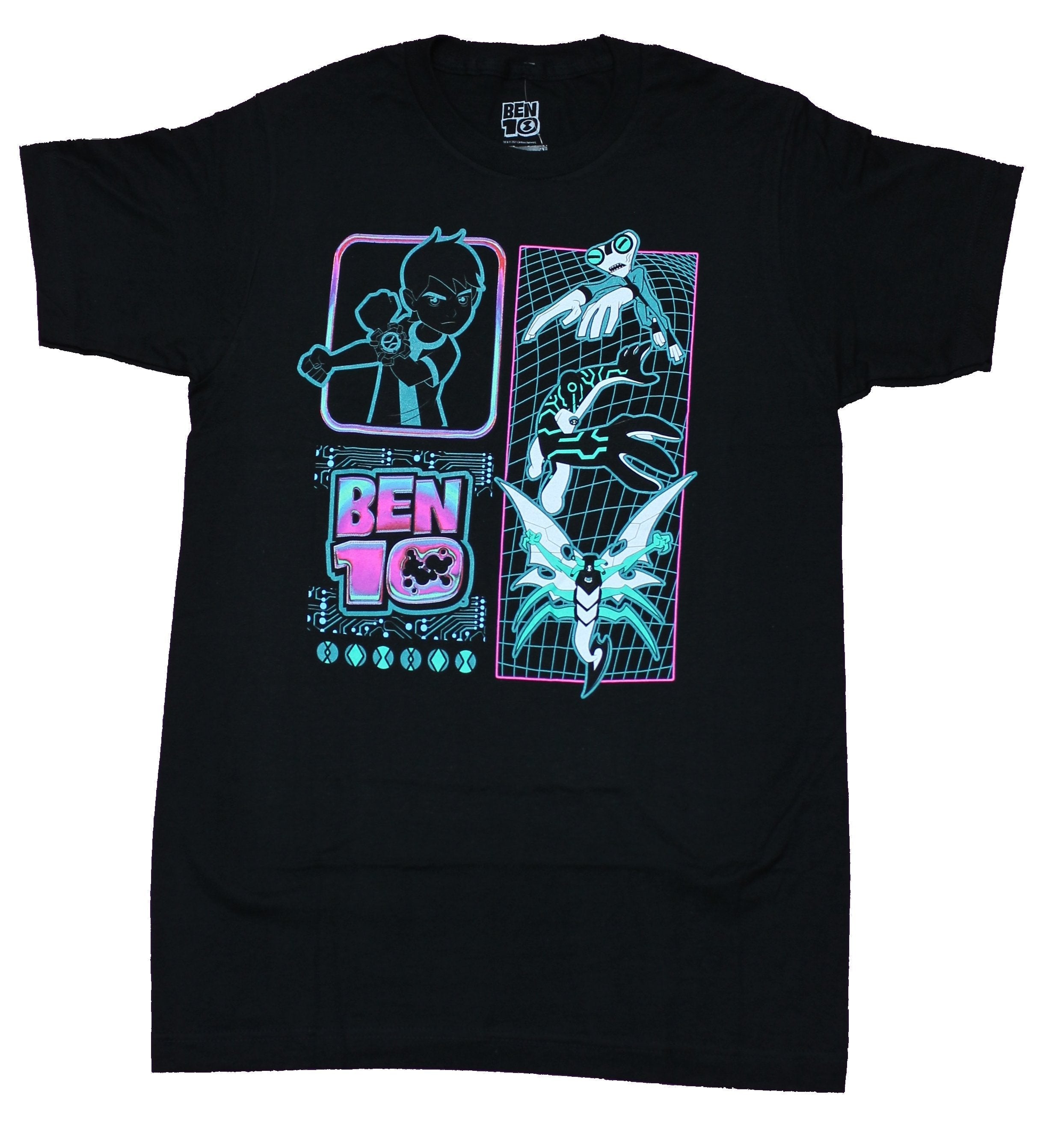 Ben 10 Mens T-Shirt - Alien Transformations Over Grid Logo Hoodie, Sweatshirt | CiraTrend.com