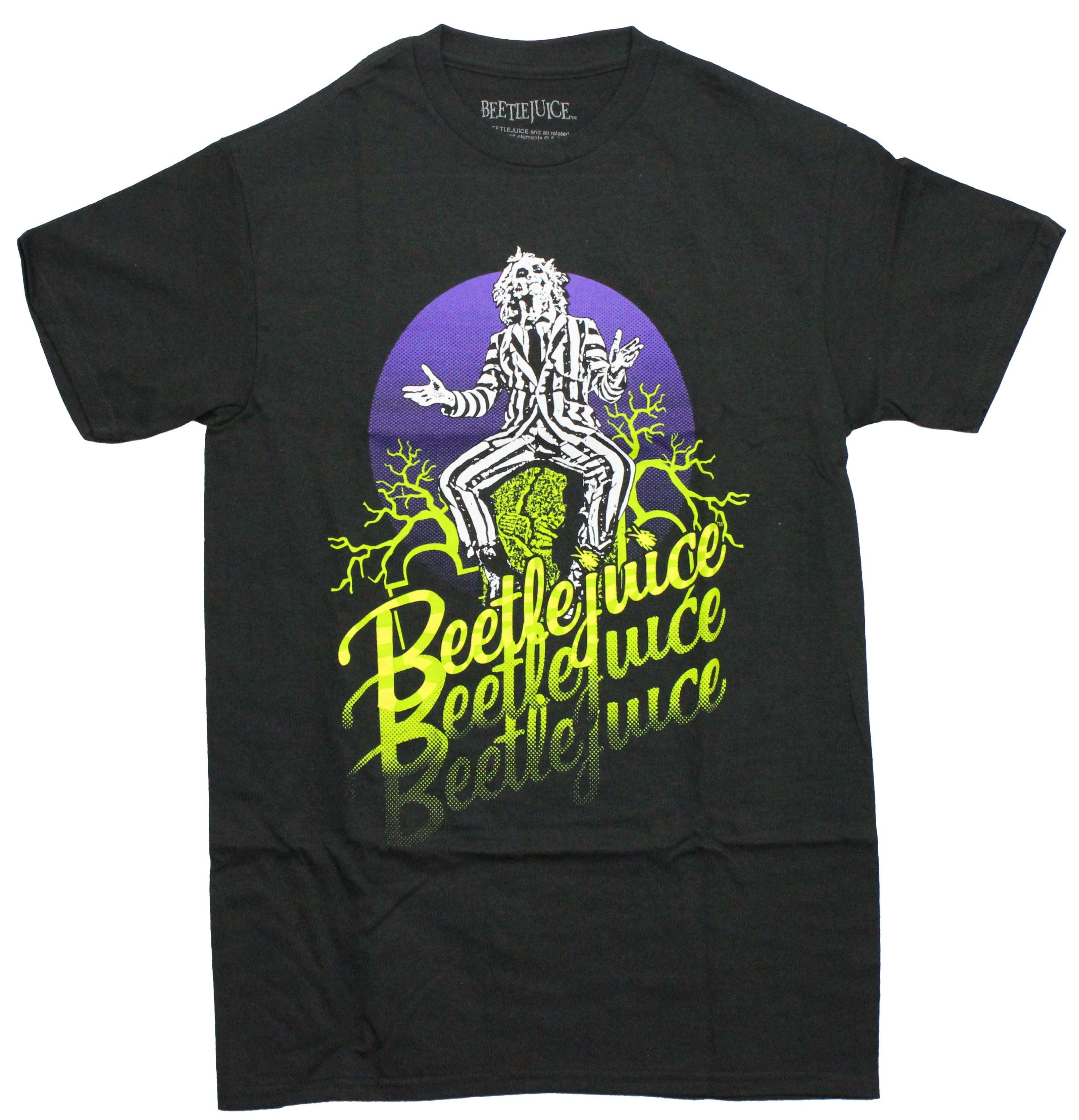 Bettlejuice Mens T-Shirt  - Sitting On Headstone Over Name Drop Hoodie, Sweatshirt | CiraTrend.com