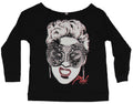 Pink Girls Juniors Long Sleeve Scoop Neck  T-Shirt - Jeweled Mask Image Hoodie, Sweatshirt | CiraTrend.com