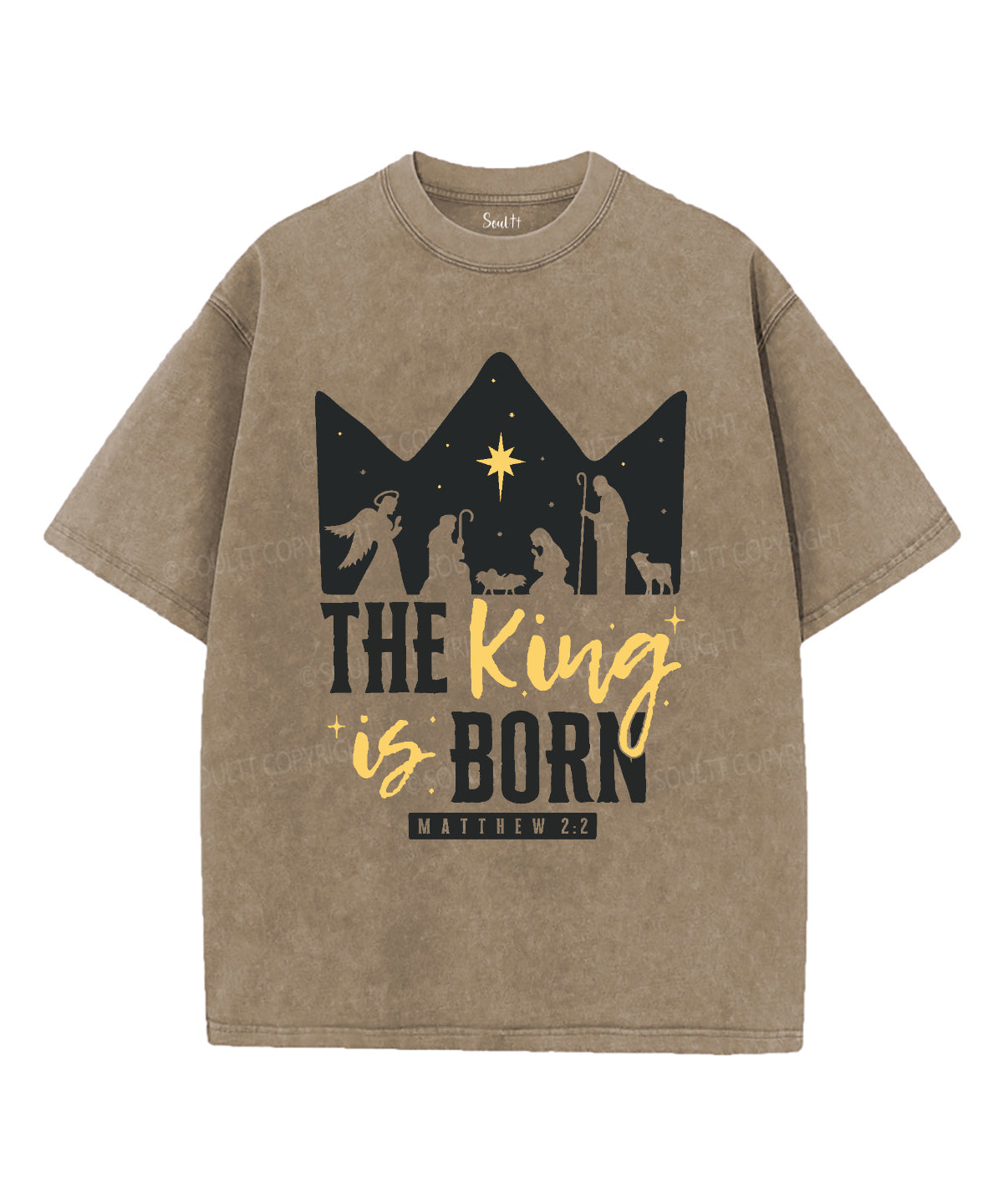 The King Is Born Washed Christian T-shirt Hoodie, Sweatshirt | CiraTrend.com (Image 5)