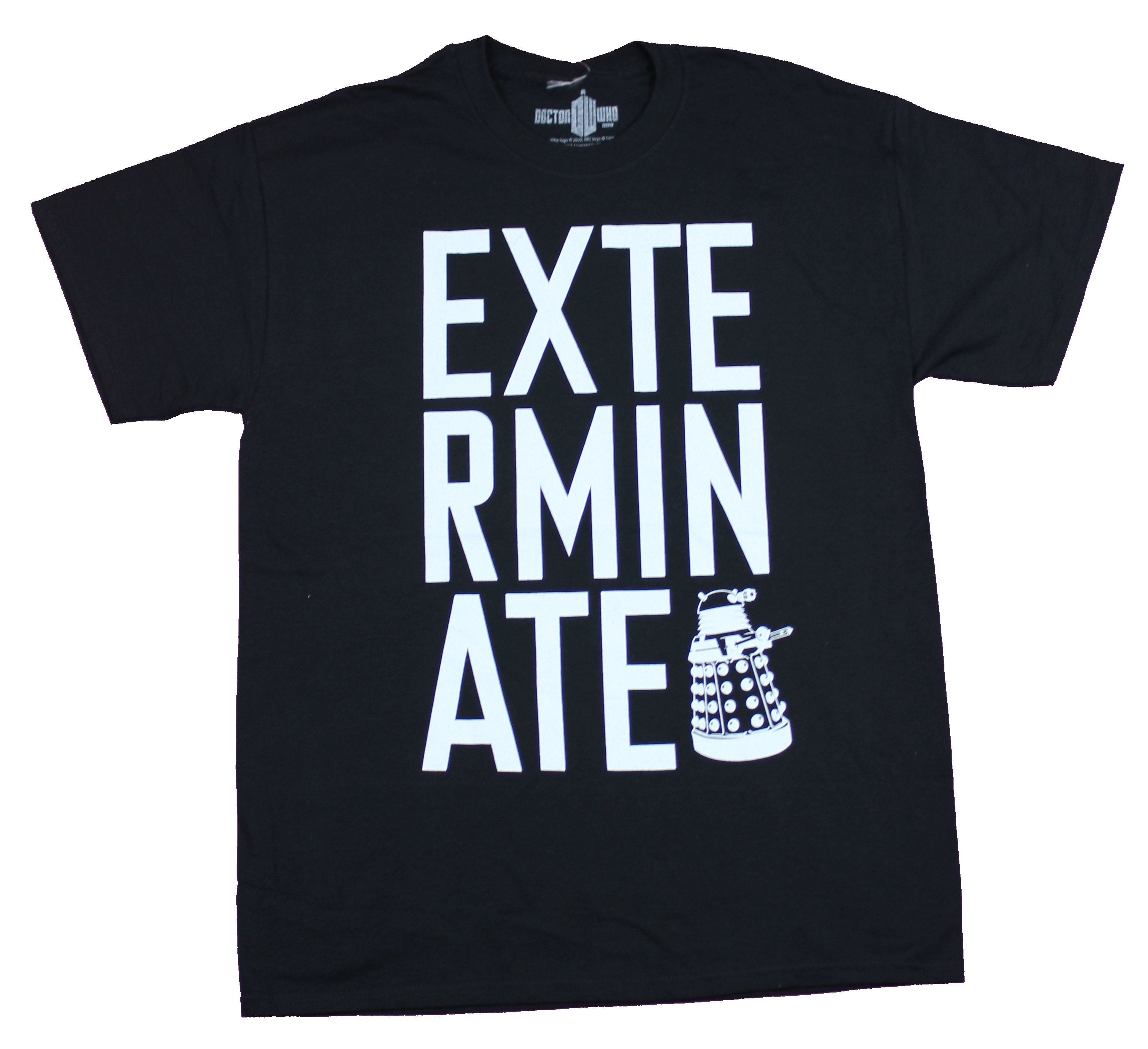 Doctor Who Mens T-Shirt  - Exterminate Giant Letters Small Dalek Image Hoodie, Sweatshirt | CiraTrend.com