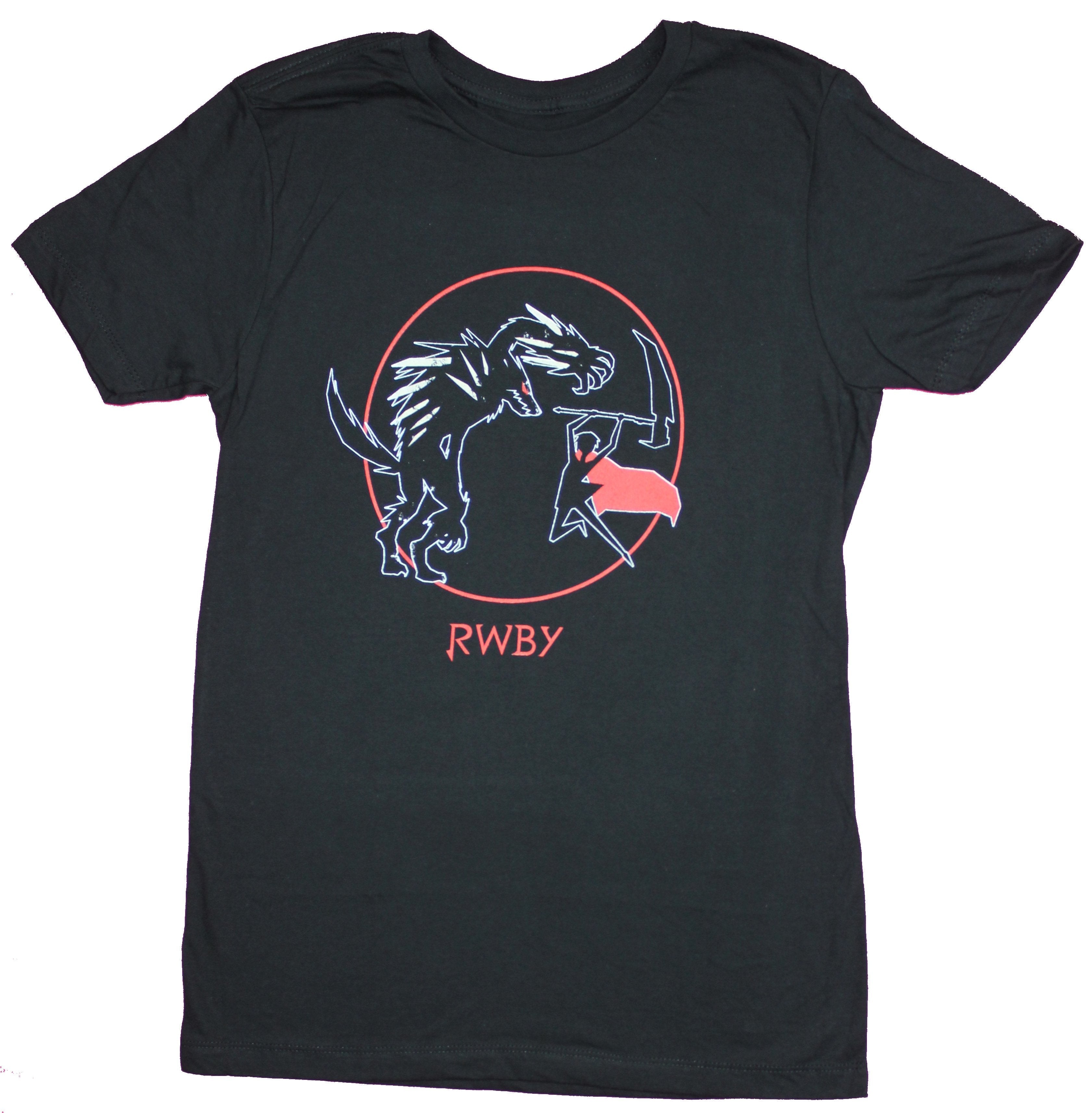 RWBY Mens T-Shirt - Ruby Jumping Attacking Beowolves Circle Image Hoodie, Sweatshirt | CiraTrend.com