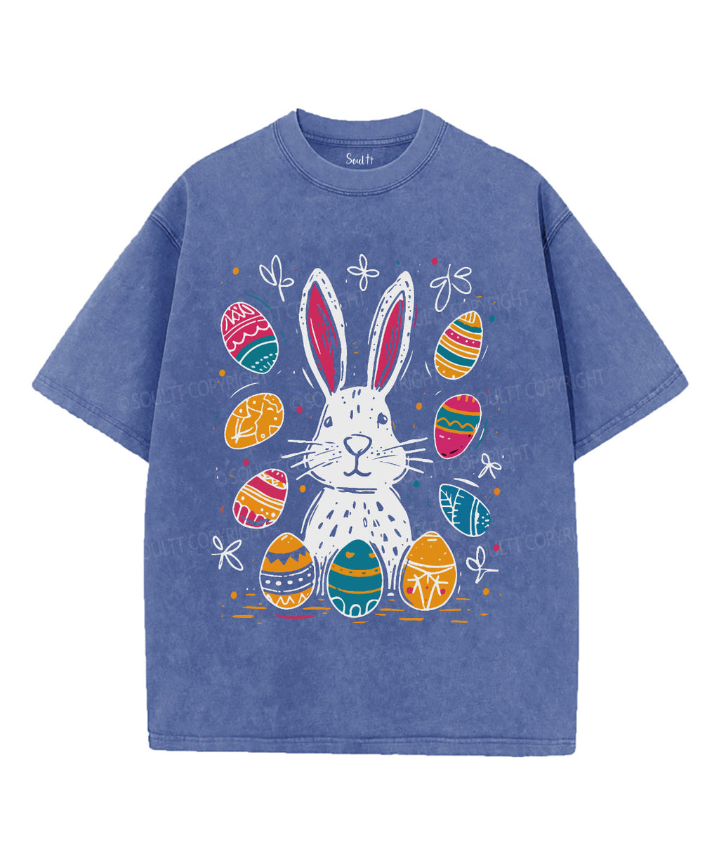Easter Bunny Eggs Unisex Washed Christian T-shirt Hoodie, Sweatshirt | CiraTrend.com (Image 3)