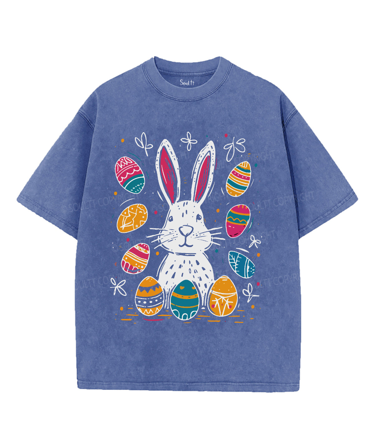 Easter Bunny Eggs Unisex Washed Christian T-shirt Hoodie, Sweatshirt | CiraTrend.com (Image 3)
