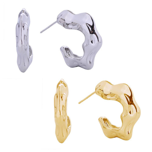 14K Gold-Dipped Chunky Wavy Hoop Earrings