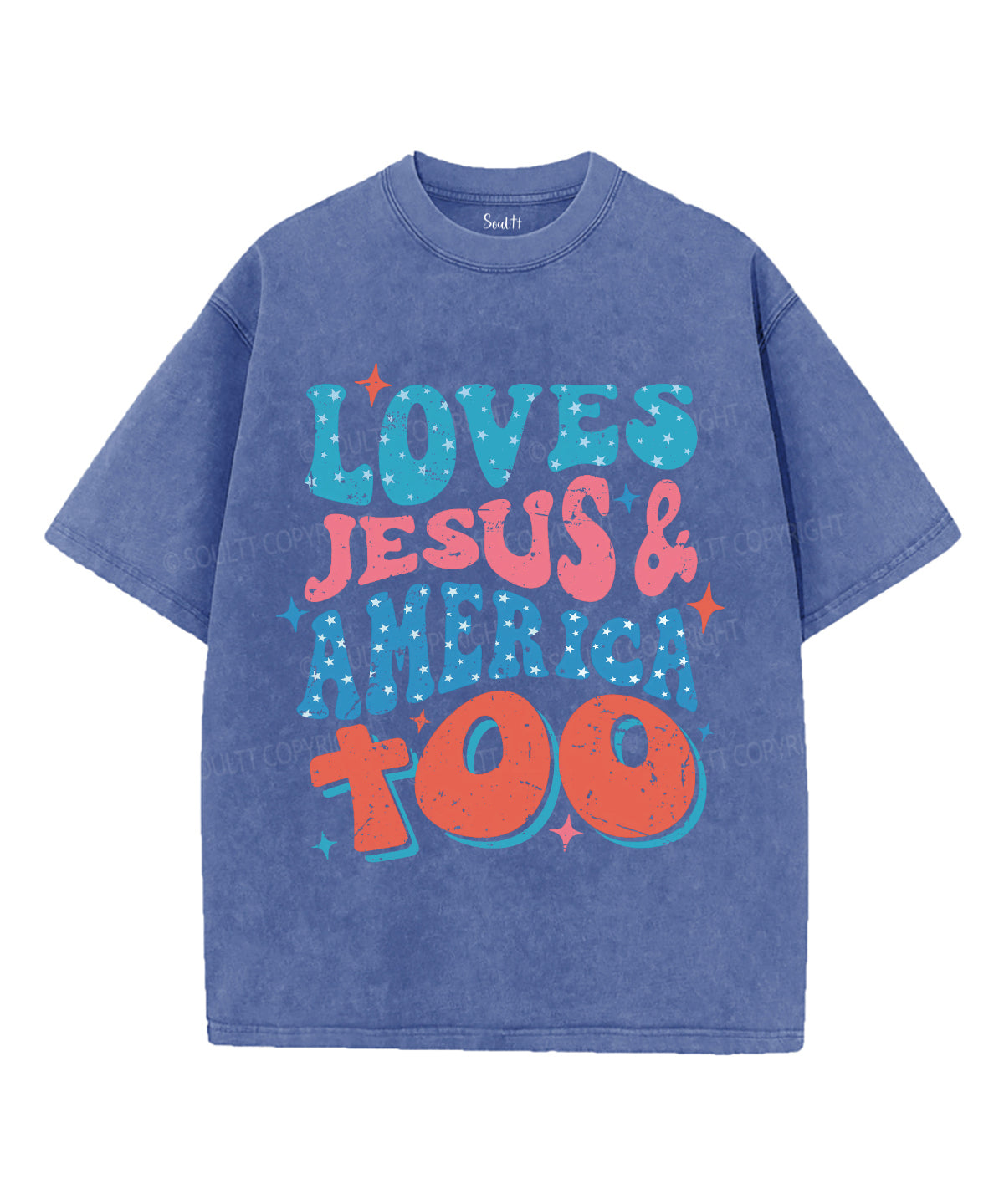 Loves Jesus & America Too Unisex Washed Christian T-shirt Hoodie, Sweatshirt | CiraTrend.com (Image 3)