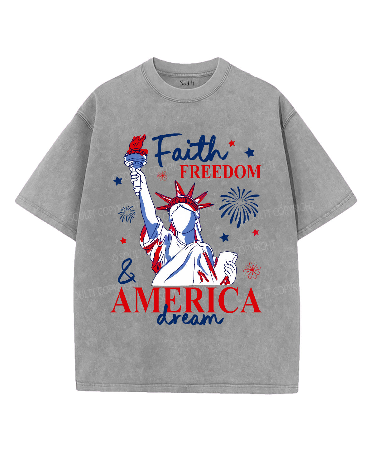 Faith Freedom Unisex Washed Christian T-shirt Hoodie, Sweatshirt | CiraTrend.com (Image 2)