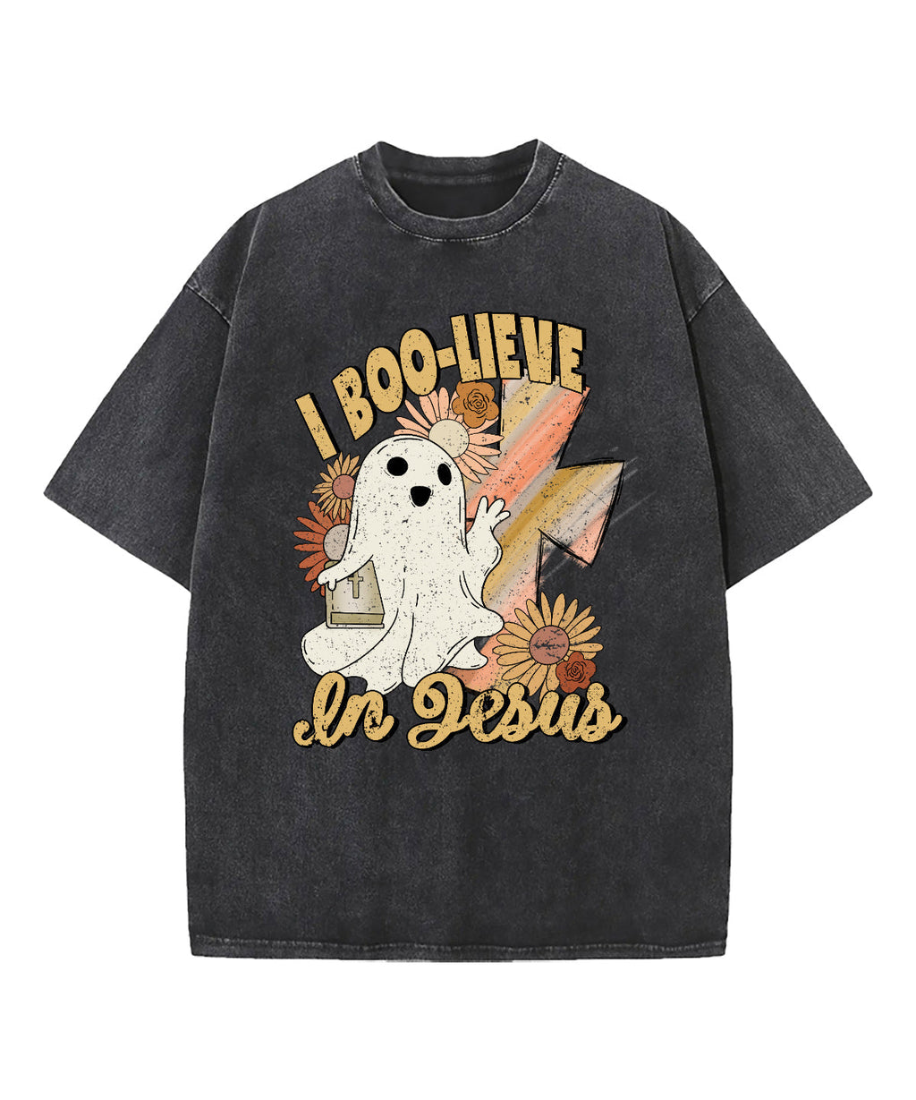 I Boo-Lieve In Jesus Washed Christian T-shirt Hoodie, Sweatshirt | CiraTrend.com (Image 1)