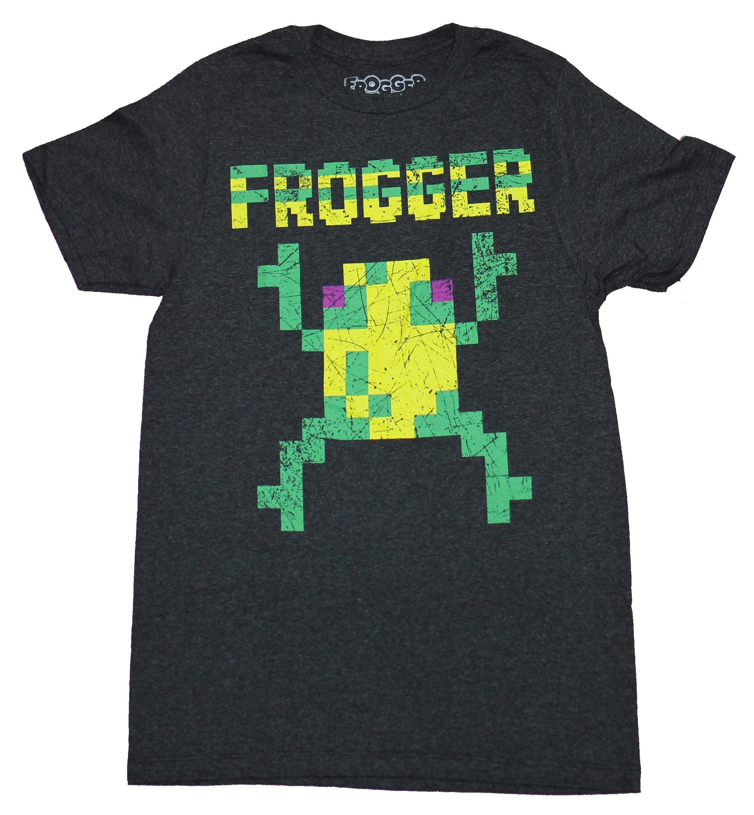 Frogger Mens T-shirt - Distressed 8-Bit Frog and Logo Image Hoodie, Sweatshirt | CiraTrend.com