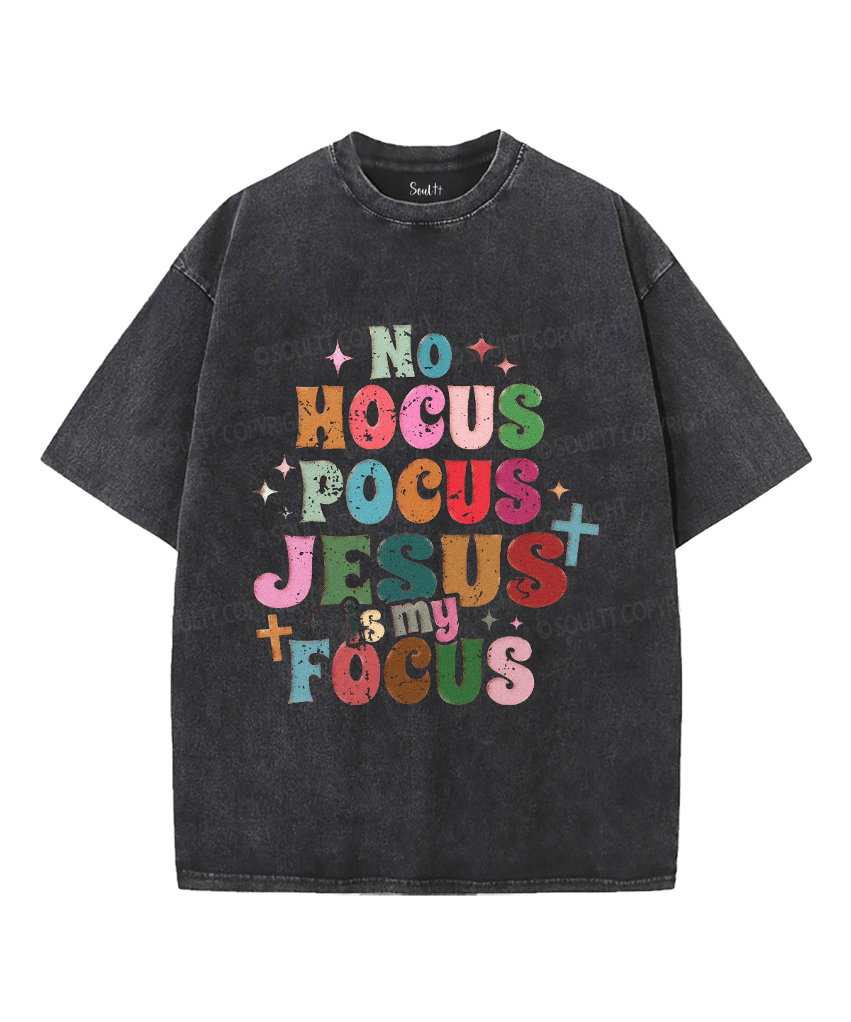 No Hocus Pocus Jesus Is My Focus Unisex Washed Christian T-shirt Hoodie, Sweatshirt | CiraTrend.com (Image 2)
