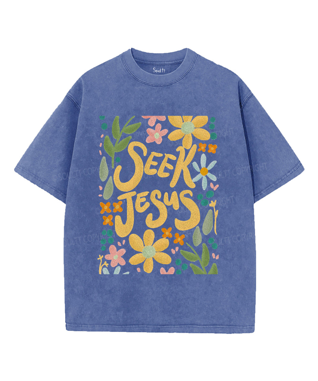 Seek Jesus Unisex Washed Christian T-shirt Hoodie, Sweatshirt | CiraTrend.com (Image 3)