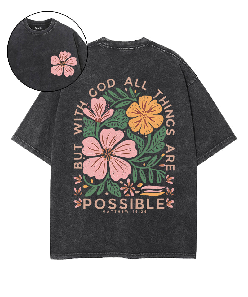 All Things Are Possible Double Sided Unisex Washed Christian T-shirt Hoodie, Sweatshirt | CiraTrend.com (Image 1)