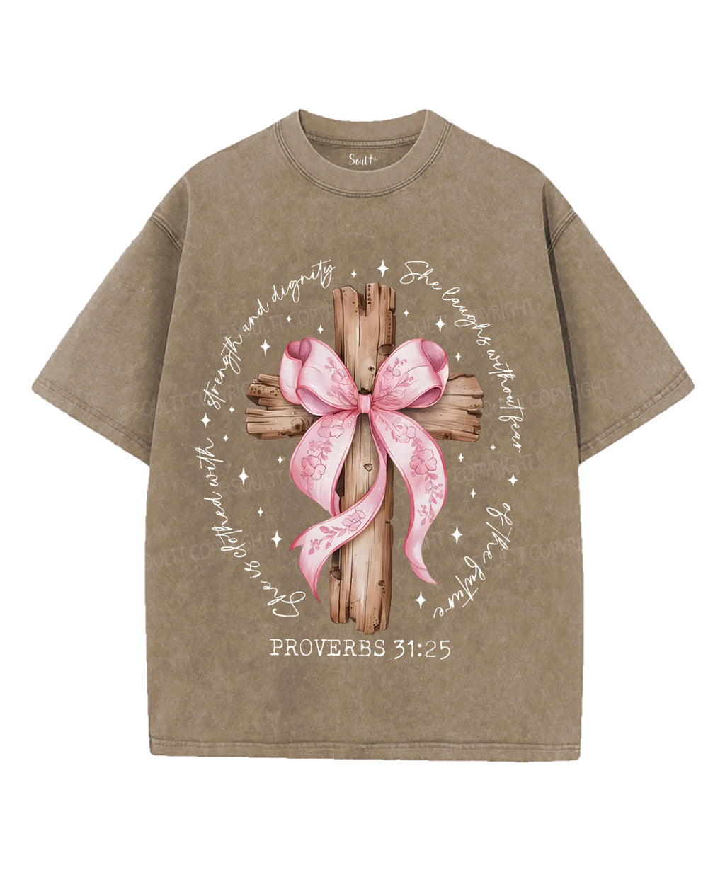 She Is Clothed with Strength and Dignity Unisex Washed Christian T-shirt Hoodie, Sweatshirt | CiraTrend.com (Image 5)
