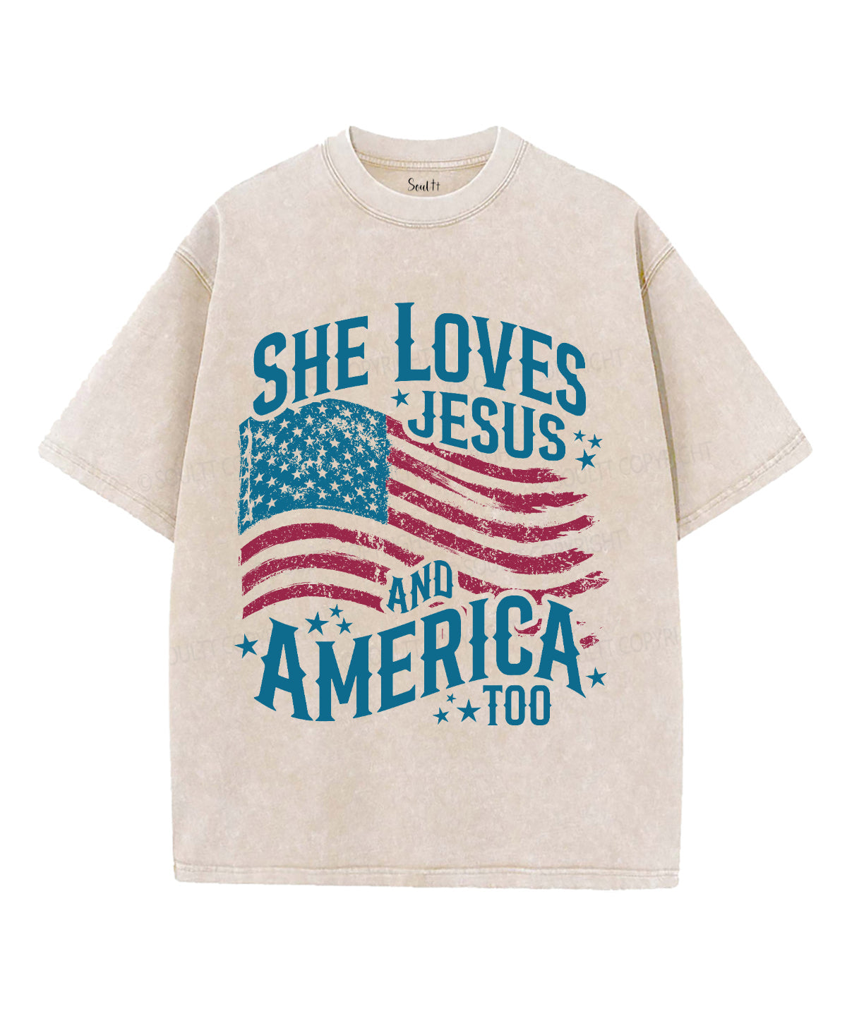 She Loves Jesus And America Unisex Washed Christian T-shirt Style001 Hoodie, Sweatshirt | CiraTrend.com (Image 1)