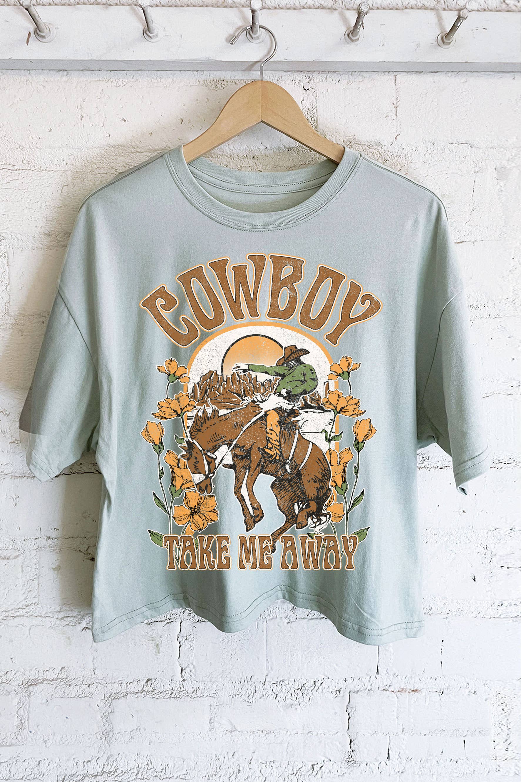 Cowboy Take Me Away Graphic Long Crop Top
