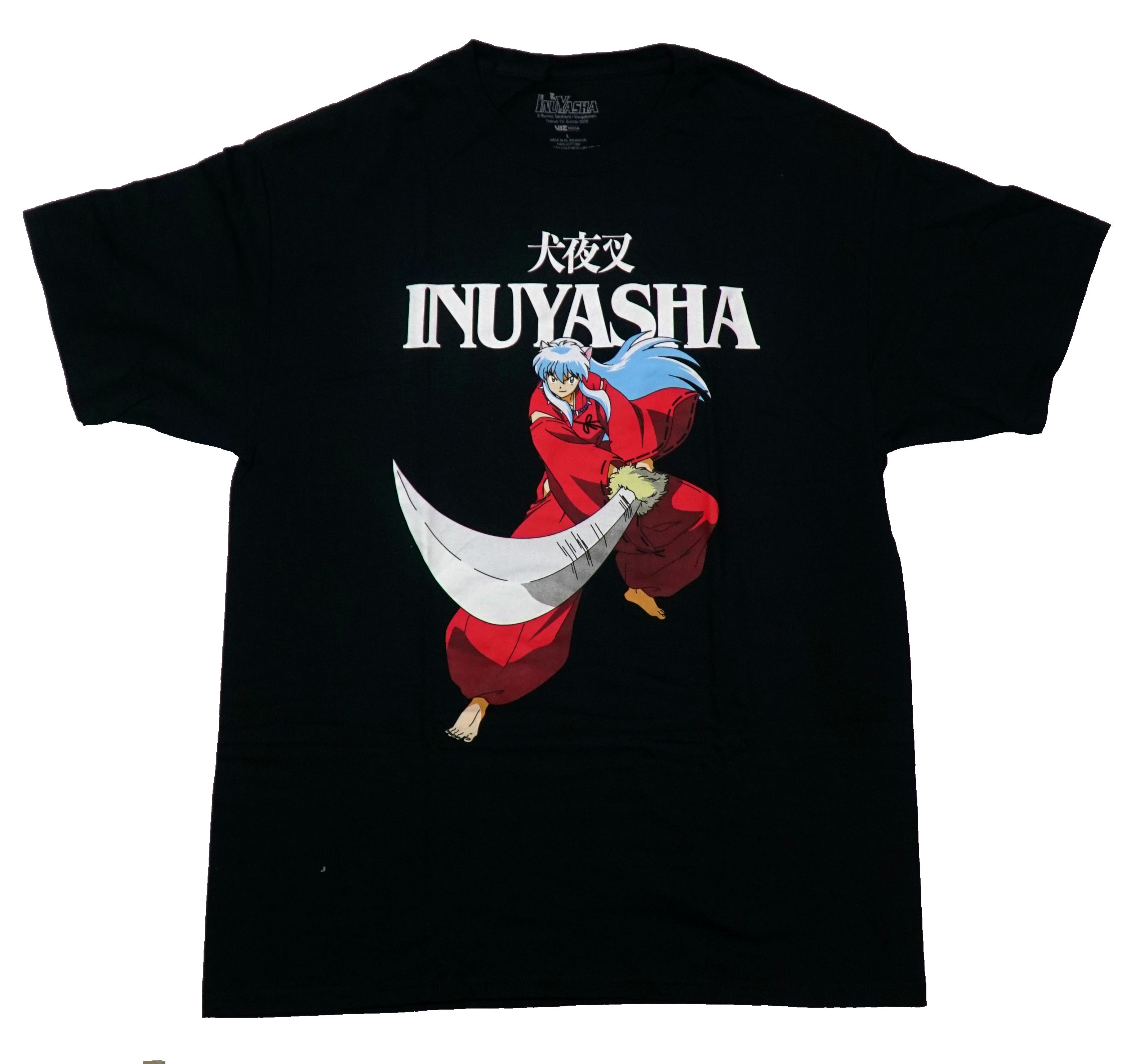 Inuyasha Mens T-Shirt - Solo Sword Fighting Pose Under Kanji Name Hoodie, Sweatshirt | CiraTrend.com