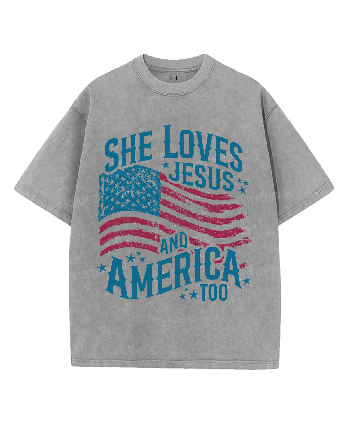 She Loves Jesus And America Unisex Washed Christian T-shirt Style001 Hoodie, Sweatshirt | CiraTrend.com (Image 3)