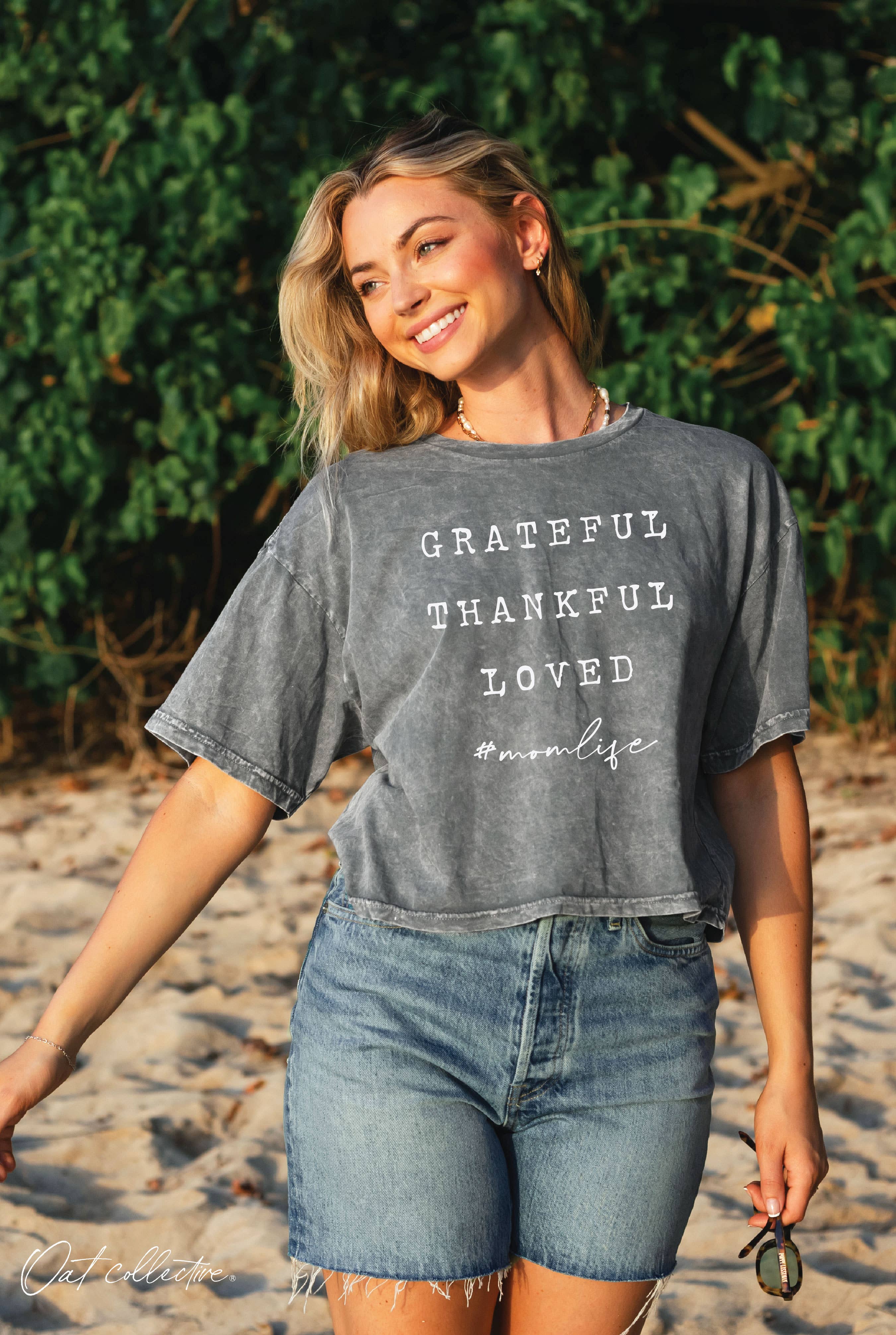 Mom Life Cropped Mineral Graphic Top