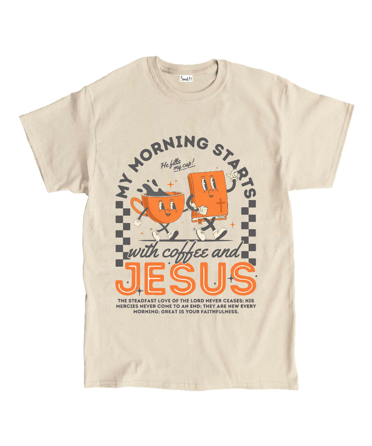 My Morning Stars With Coffee And Jesus Unisex Cotton Christian T-Shirt Hoodie, Sweatshirt | CiraTrend.com (Image 1)