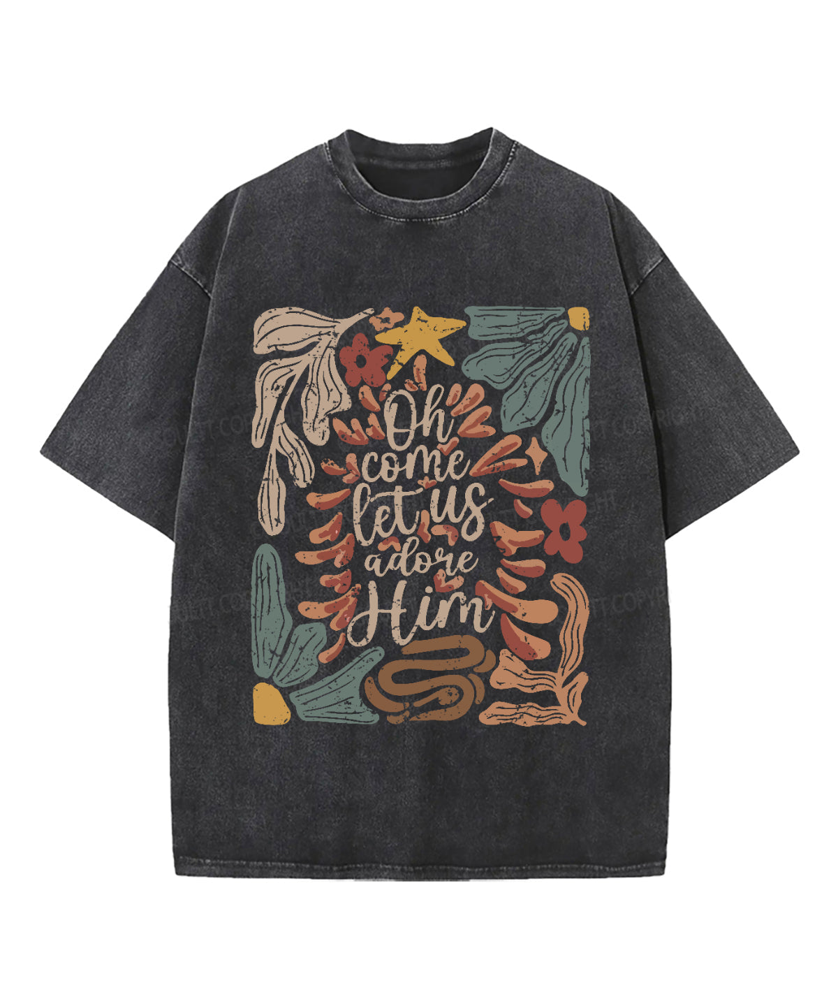Oh Come Let Us Adore Hom Washed Christian T-shirt Hoodie, Sweatshirt | CiraTrend.com (Image 1)